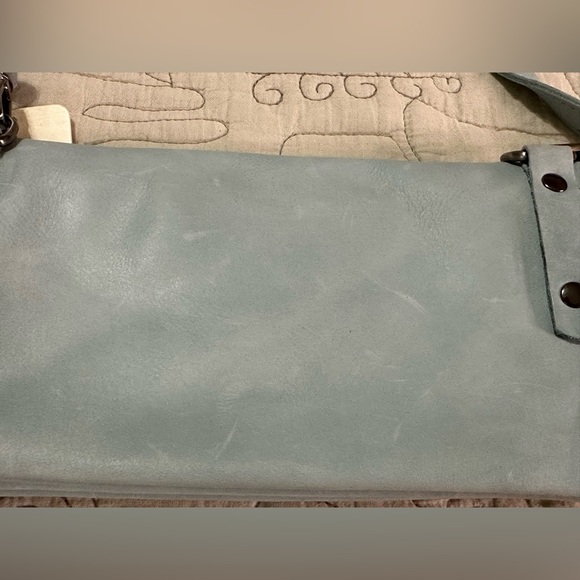 NEW Free People Traveler Wallet Leather Shoulder Crossbody Clutch Swan Lake Blue - Picture 15 of 15